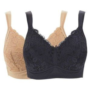 Rhonda Shear 2-pack Molded Cup Bra w/Back Closure X LARGE (RS-16)